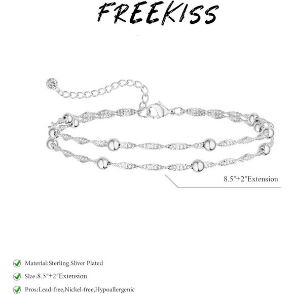 Single Lobster Layered Beaded Link Waterproof Adjustable Anklet for Women - Picture 4 of 7